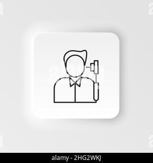 Die Krankheiten, das Ohr, den Vektor prüfen. Muskelschmerzen, Erkältung und Bronchitis, Lungenentzündung und Fieber, Gesundheit medizinische Illustration - neumorphe Stil Vektor-Symbol . Stock Vektor