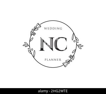 Feminines NC-Logo. Verwendbar für Natur, Salon, Spa, Kosmetik und Beauty Logos. Flaches Vektor-Logo-Design-Template-Element. Stock Vektor