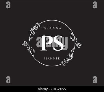 Feminines PS-Logo. Verwendbar für Natur, Salon, Spa, Kosmetik und Beauty Logos. Flaches Vektor-Logo-Design-Template-Element. Stock Vektor