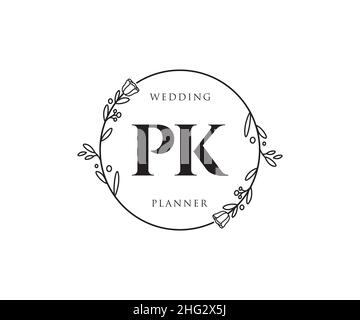 PK feminines Logo. Verwendbar für Natur, Salon, Spa, Kosmetik und Beauty Logos. Flaches Vektor-Logo-Design-Template-Element. Stock Vektor