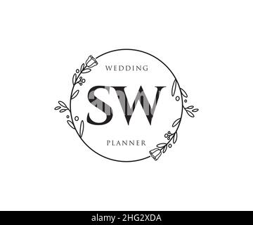 SW feminines Logo. Verwendbar für Natur, Salon, Spa, Kosmetik und Beauty Logos. Flaches Vektor-Logo-Design-Template-Element. Stock Vektor