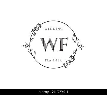 WF feminines Logo. Verwendbar für Natur, Salon, Spa, Kosmetik und Beauty Logos. Flaches Vektor-Logo-Design-Template-Element. Stock Vektor