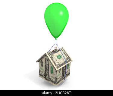 Ballon-Hypothek: Eine Illustration, die sich auf Adjustable Rate Mortgages (Arms) und die damit verbundenen steigenden Zinssätze bezieht. Stockfoto