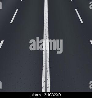 Asphaltautobahn perspektivische Ansicht. Stock Vektor