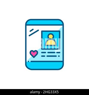 Profil für soziale Medien auf einem Tablet. Pixel-perfektes, bearbeitbares Symbol für Konturfarbe Stock Vektor