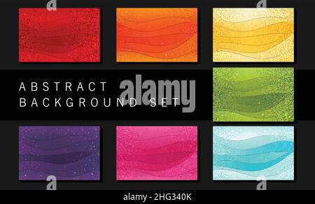 Abstrakter Hintergrund Bunte mehrfarbige Rainbow Colors Set Kollektion mit Wellendesign und Halbtontextur Stock Vektor