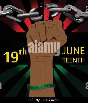 Juneteenth Independence Day. Tag der Freiheit oder Emanzipation. Jährlicher amerikanischer Feiertag, gefeierter Poster-Banner-Vektor vom 19. Juni Stock Vektor