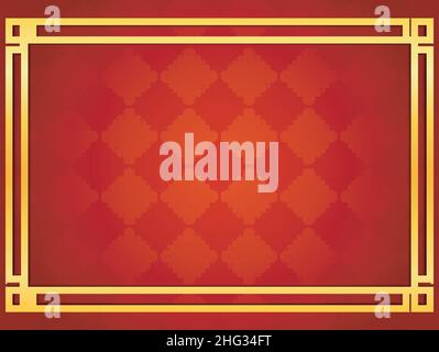 Leere chinesische Karte Hintergrund mit goldenen Linien Rahmen Stock Vektor