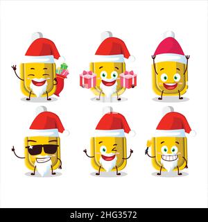 Santa Claus Emoticons mit gelben Korrektur Stift Cartoon-Figur. Vektorgrafik Stock Vektor