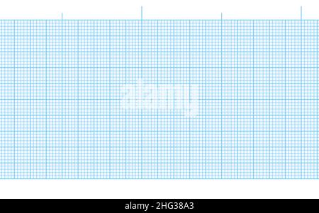 Blaues leeres ekg-Papier mit nahtlosem Hintergrund für die Aufzeichnung der Herzfrequenz. Digitales ekg-Diagramm Krankenhausseite. Millimeterdiagramm-Vektorraster. Geometrisches Pat Stock Vektor