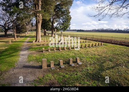 Der McGavock Confederate Cemetery befindet sich in Franklin, Tennessee. Es wurde im Juni 1866 als privater Friedhof auf dem vom McGavock gestifteten Land gegründet Stockfoto