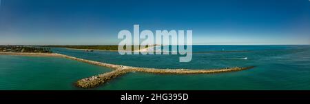 Luftpanorama Fort Pierce Florida Einlass Anlegesteg Stockfoto