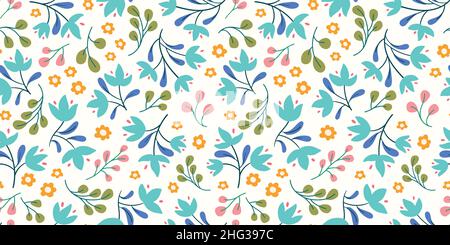 Blumenmuster Hintergrund Rand. Frühling floral Vektor nahtlose Wiederholung Banner-Design. Stock Vektor