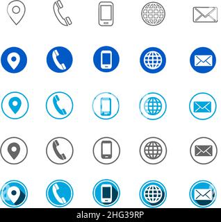 5 Kontaktsymbole in verschiedenen Stilen im Vektor Stock Vektor