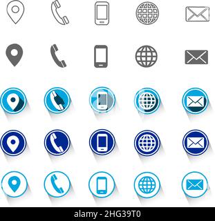 5 verschiedene Kontaktinformationen Web-Symbol alle 25 Symbole im Vektorformat Stock Vektor