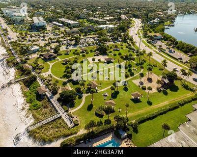 Luftdrohnenfoto Jaycee Park Vero Beach Stockfoto