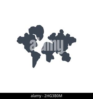 Symbol für Vektorglyphensymbole im Zusammenhang mit der Weltkarte Stock Vektor