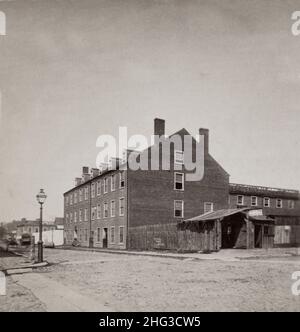 Vintage Blick auf Richmond und Umgebung, und Berglandschaft von Virginia und West Virginia. Castle Thunder - Konföderierten Gefängnis. USA. 1865-1879 Stockfoto