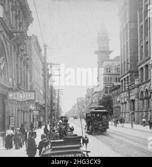 Vintage-Foto von King Street. Blick nach Westen. Toronto, Kanada. 1900 Stockfoto