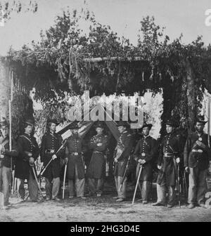 Amerikanischer Bürgerkrieg. 1861-1865 Soldaten der 134th Illinois Volunteer Infantry vor einem Zelt in Columbus, Kentucky Stockfoto