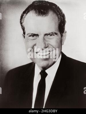 Vintage-Porträt des amerikanischen Präsidenten Richard Nixon. Richard Milhous Nixon (1913 – 1994) war der Präsident der Vereinigten Staaten von 37th und diente ab 1 Stockfoto