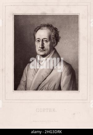 Porträt von Johann Wolfgang von Goethe. 1835-1850, von Lazarus Gottlieb Sichling (1812-1863) – Grafiker. Johann Wolfgang von Goethe (1749–1832) w Stockfoto