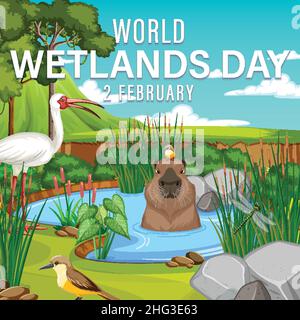 Illustration zum Poster „World Wetlands Day“ Stock Vektor