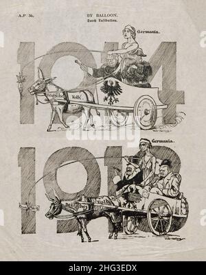 Altes Antikriegsplakat: Deutschland von 1914 - Deutschland von 1918. 1918 Stockfoto
