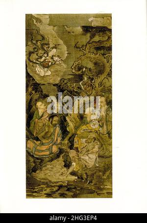 Chinesische mittelalterliche Malerei, die von Rin Teikei (Lin Ting-Kuei) erzählt wurde. Am Daitoku-ji Tempel. Reproduktion der Buchdarstellung von 1912 Lin Tinggui (Chine Stockfoto