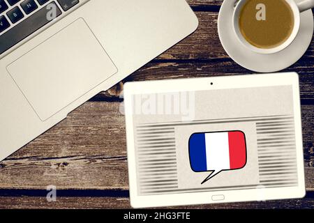 Ein Tablet PC und Französisch lernen Stockfoto