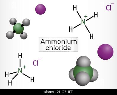 Ammoniumchlorid, NH4Cl Molekl. Es ist anorganische Verbindung,  Nahrungsergnzungsmittel E510, als Dnger und ein Aromastoff verwendet.  Strukturelle chemische Form Stock-Vektorgrafik - Alamy