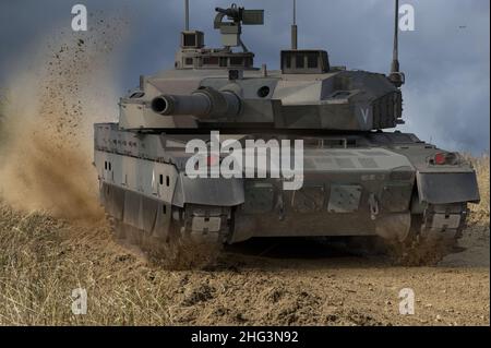 Typ 10 (TK-X) ist ein fortschrittlicher Hauptkampfpanzer der vierten Generation (MBT), der von Mitsubishi Heavy Industries für den Japan Ground Self Defense F hergestellt wurde Stockfoto