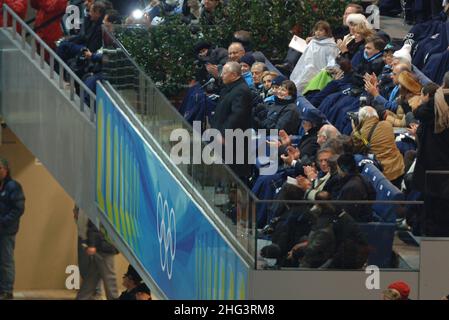 Turin Italien 2006-02-10: Eröffnungszeremonie der Olympischen Winterspiele von Turin 2006,der Präsident der Italienischen Republik Carlo Azeglio Ciampi Stockfoto