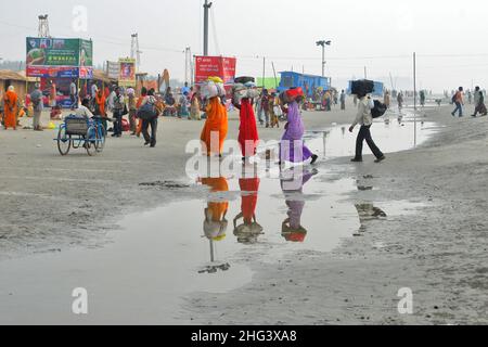 Pilger in ganga sagar mela West bengalen Stockfoto