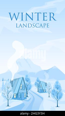 Winterlandschaft Hintergrund mit Text Winterlandschaft Stock Vektor