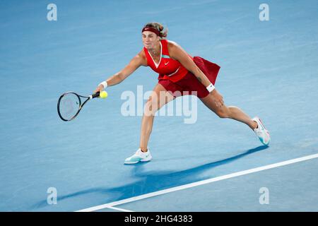 Melbourne, Australien. 18th Januar 2022. ARYNA SABALENKA (BLR) in Aktion am 2. Tag bei den Australian Open 2022 am Dienstag, den 2022. Januar, Melbourne ParkCredit: Corleve/Alamy Live News Stockfoto