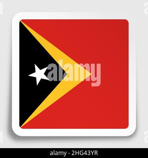 OSTTIMOR-Flaggensymbol auf quadratischem Papieraufkleber mit Schatten. Schaltfläche für mobile Anwendung oder Web. Vektor Stock Vektor