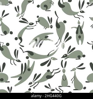 Lustige Kaninchen. Nahtloses Muster Hintergrund für Ihr Design. Vektorgrafik Stock Vektor