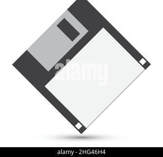 Die Rückseite einer alten Computer-Diskette auf weißem Hintergrund Stock Vektor