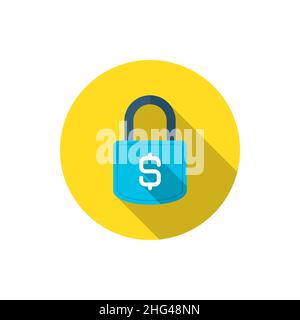 Symbol für Finanzen und Versicherung, Vektorgrafik. Flaches Design mit langem Schatten, EPS10 Stock Vektor