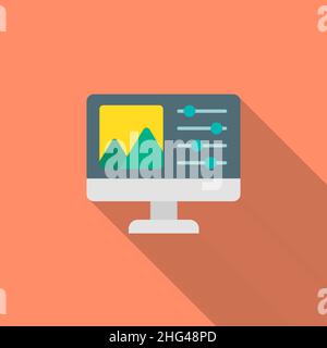 Foto-Editor-Symbol , Vektor flach lange Schatten-Design. Stock Vektor