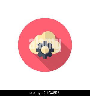 Symbol für die Wolkeneinstellung, Vektordarstellung. Flaches Design mit langem Schatten, EPS10 Stock Vektor