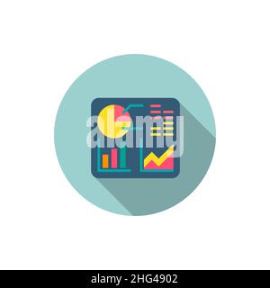Symbol für die Datenanalyse, Vektordarstellung. Flaches Design mit langem Schatten, EPS10 Stock Vektor