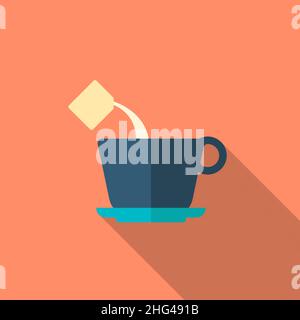 Kaffeetasse Symbol, Vektor flach lange Schatten-Design. Stock Vektor