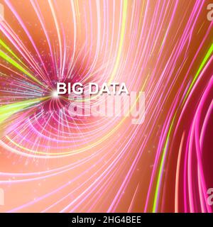 3D Rendern. Abstrakter Hintergrund Big Data. Technologie, Kommunikationskonzept. Abstraktes kreatives Konzept. Analyse von Geschäftsdaten. Stockfoto