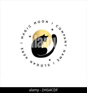 Magic Gold-Logo. Mystische Komposition. Boho-Stil und Eoterik. Stock Vektor