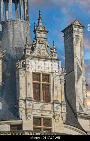 Das Château de Chambord, Centre-Val de Loire. Ein französisches Renaissanceschloss (1519–1547). Chambord ist die größte château im Loire-Tal; es war Stockfoto