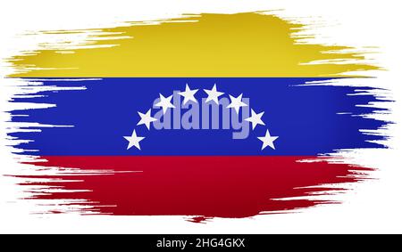 Bunte handgezeichnete Pinselstriche gemalt Nationalflagge von Venezuela. Vorlage für Banner, Karte, Werbung, TV-Werbung, Anzeigen, Webdesign Stockfoto