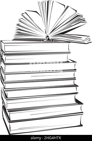 Bilder von Büchern aus verschiedenen Winkeln, Bild für Symbole, Hintergrundbilder, Vektor, Illustration, schild, schwarz Stock Vektor