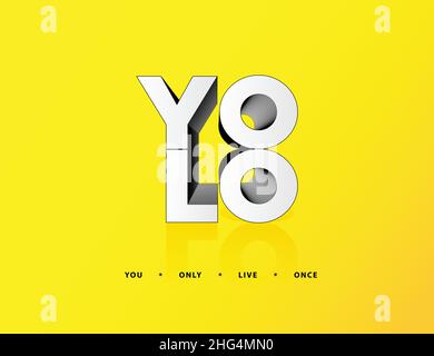 YOLO You Only Live Once Bright Sketch Phrase Youth Tagline Motto Poster Minimal Background Card Flyer Stock Vektor